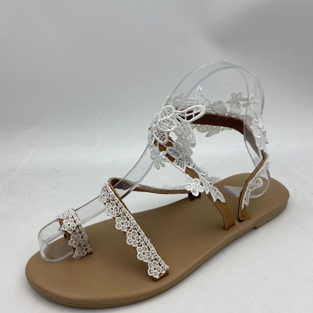 Plus Size Floral Open Toe Flat Sandals for Women 35-43