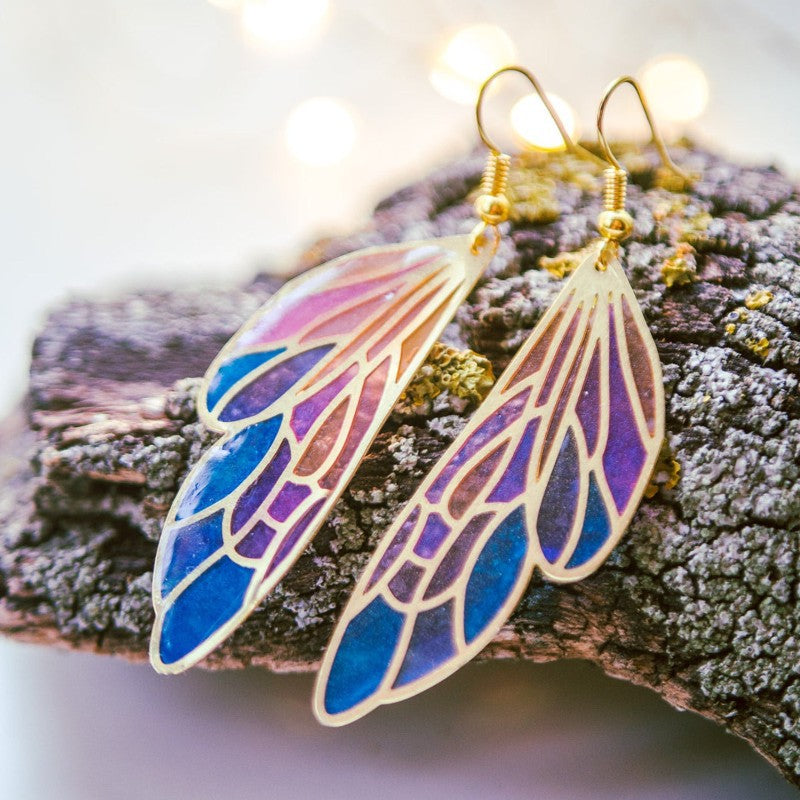 Gradient Colorful Butterfly Wing Earrings (Dreamy Design)
