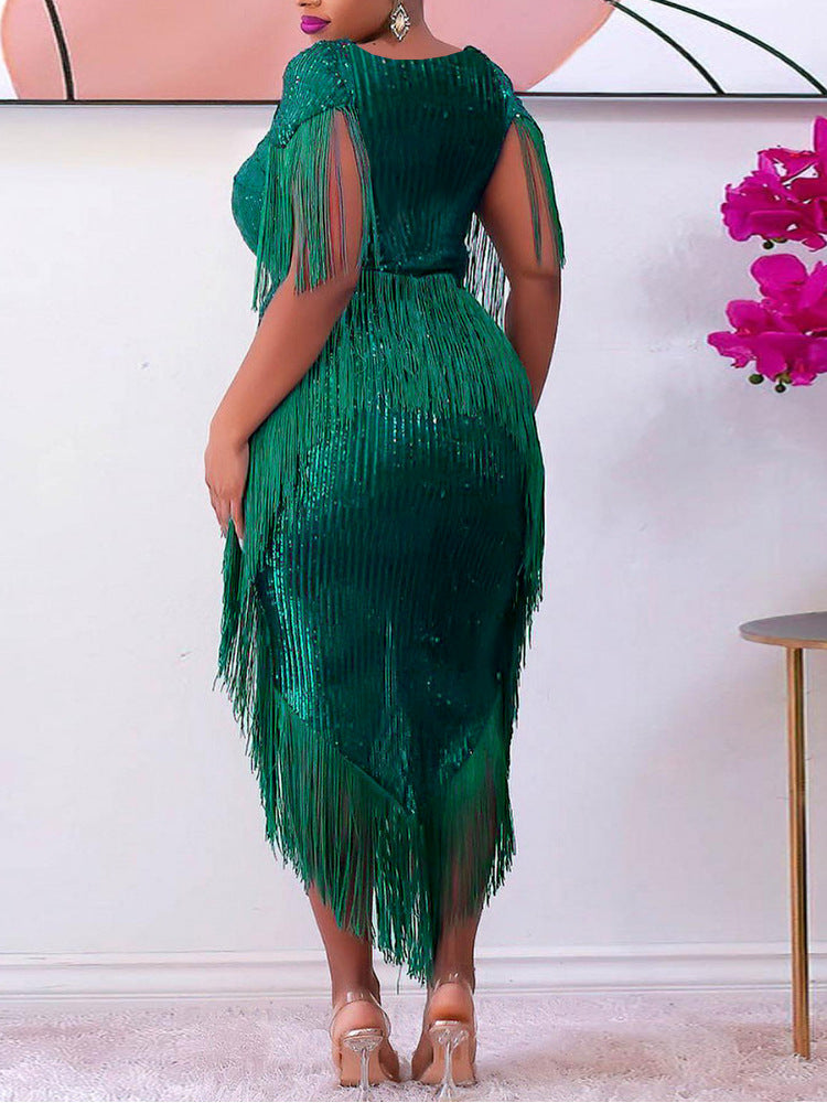 Plus Size Long Dress with Sequins for Women