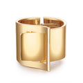 Minimalist Geometric Wide Cuff Bracelet with Gold Finish