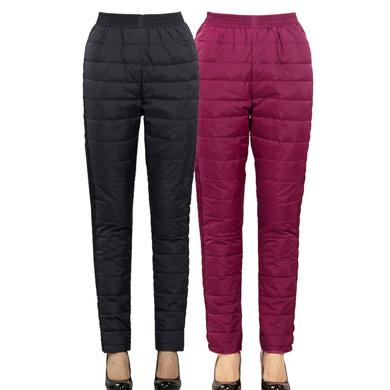 High-Waisted Thickened Plush Cotton Pants for Women