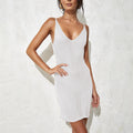 Summer Women's Solid Color Knitted Beach Cover-Up Dress