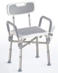 Shower Chair for Elderly and Disabled FSA/HSA Eligible Reinforced 500 lbs Bath Seat Stool with Arms and Back for Insider Shower Height Adjustable Tub Bench for Adults Seniors Easy to Assemble