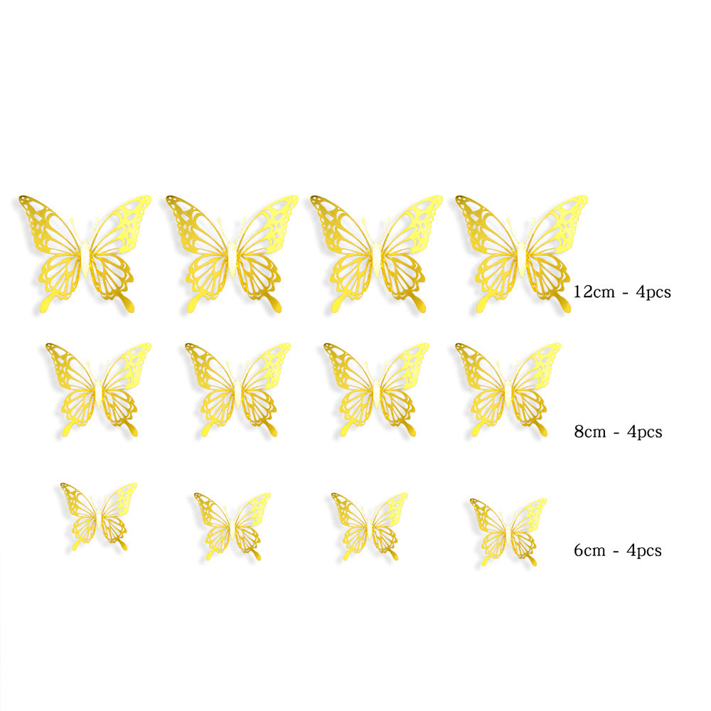 12pcs 3D Hollow Butterfly Wall Stickers for Decor
