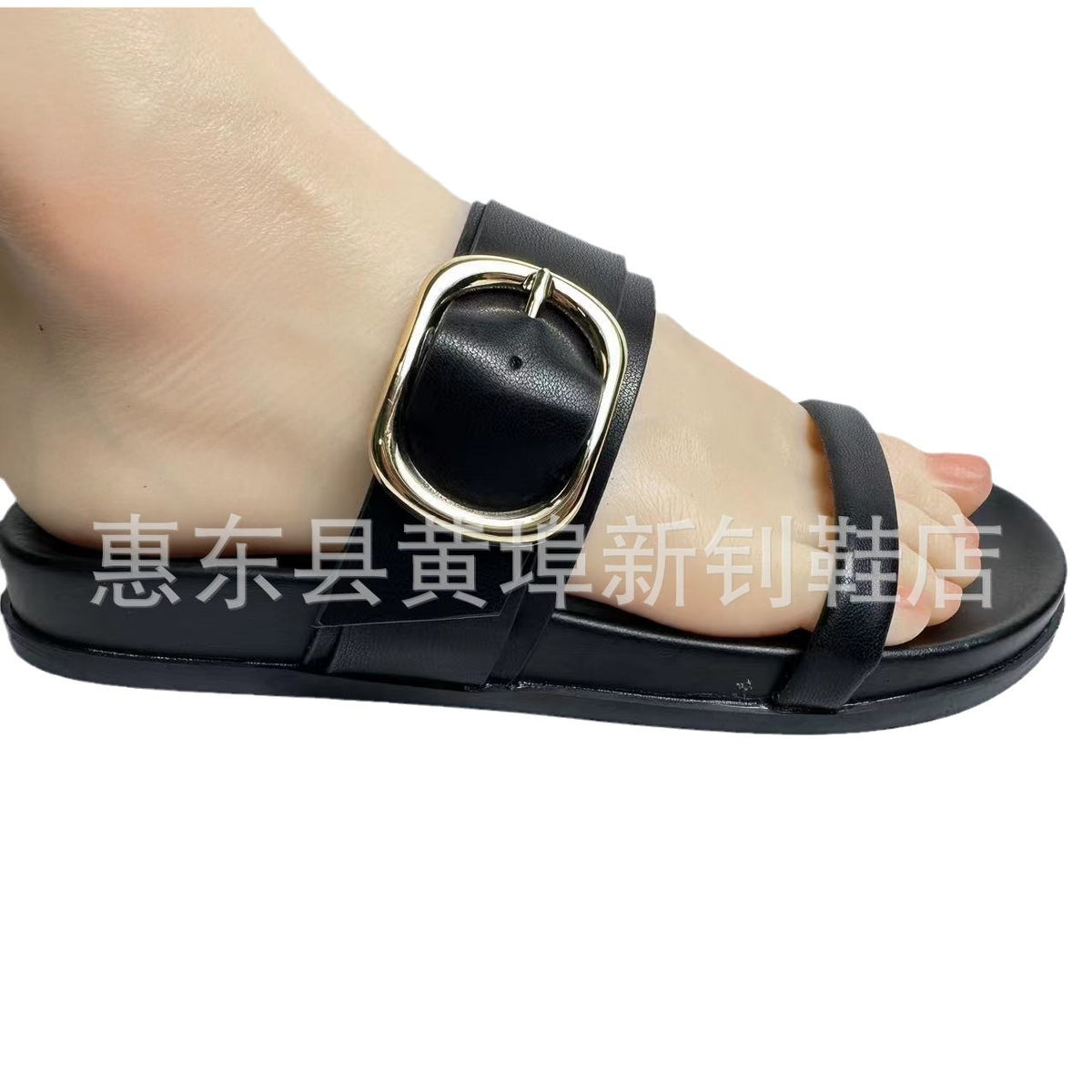 Summer Women’s Open-Toe Flat Sandals with Buckle