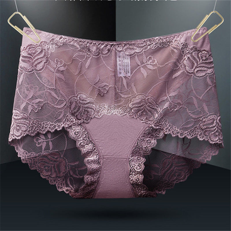 "Mid-High Waist Lace Seamless Hip-Lifting Briefs"