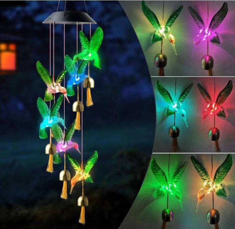 Outdoor Solar LED Wind Chime Light - Hummingbird Design