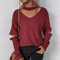 V-Neck Knit Sweater with Zipper for Women 2023 Fall