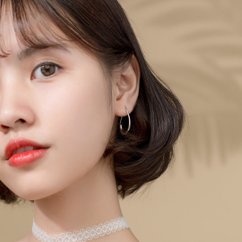 Nalan S925 Silver Hollow Water Drop Design Earrings