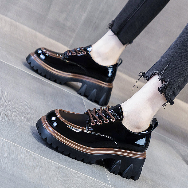 "Trendy Color Block Chunky Heeled Loafers for Women"