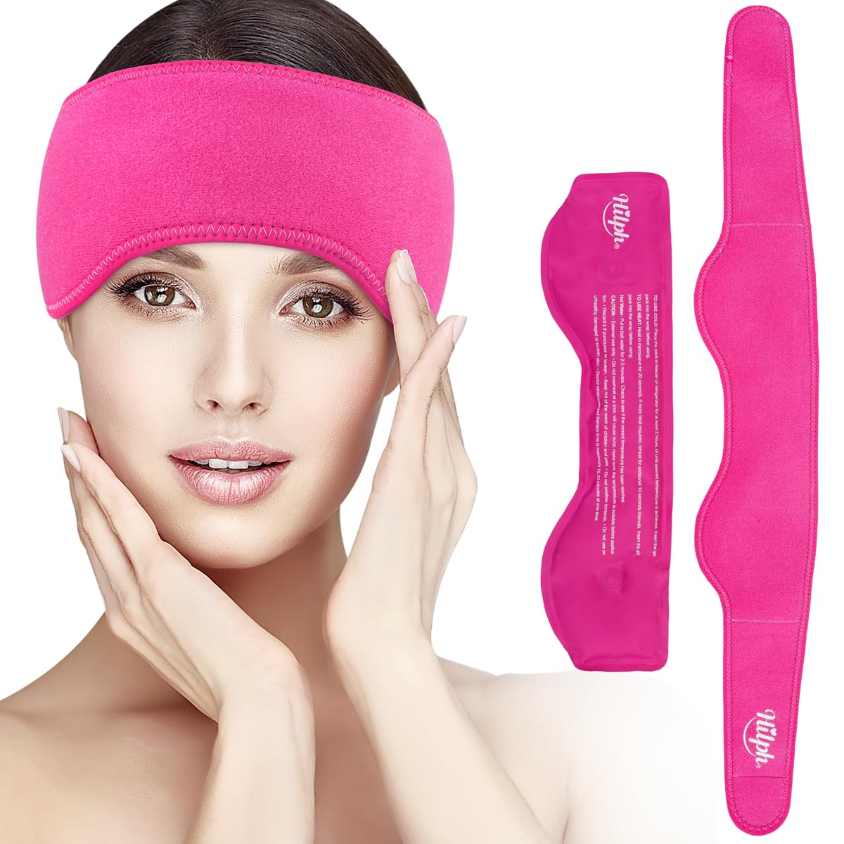 Hilph Headache Ice Pack Migraine Ice Head Wrap Reusable Head Cold Pack Forehead Ice Pack for Migraine Relief Headache Tension Sinus Pain Chemo Stress Relief (Red)