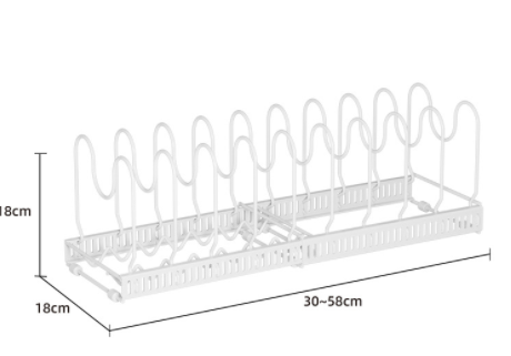 Adjustable Kitchen Cabinet Pot Lid and Dish Rack