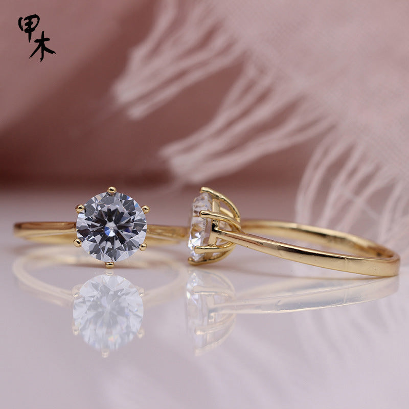585 Russian Rose Gold Engagement Ring with Zirconia