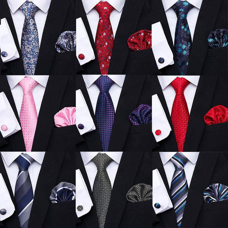 Korean Style Floral Tie and Pocket Square Set for Men