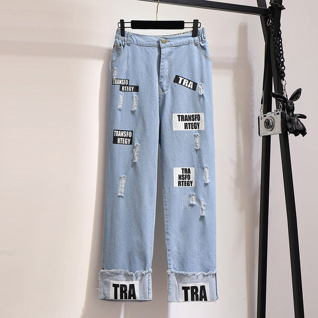Casual Loose Plus Size Women's Denim Trousers