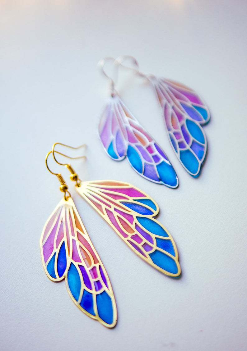 Gradient Colorful Butterfly Wing Earrings (Dreamy Design)