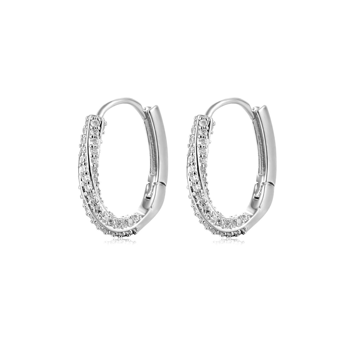 Gold Round Hollow Earrings with Rhinestones (Wholesale)