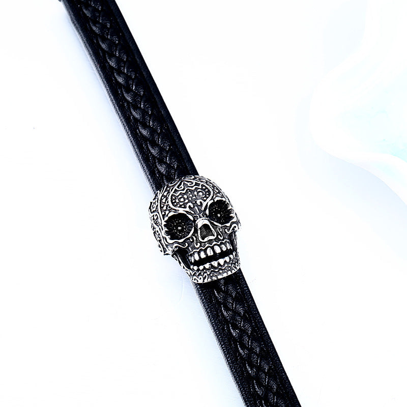 Beier Punk Titanium Steel Skull Bracelet for Men