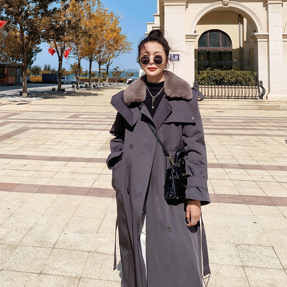 Women's Loose Over-the-Knee Thick Stitching Coat
