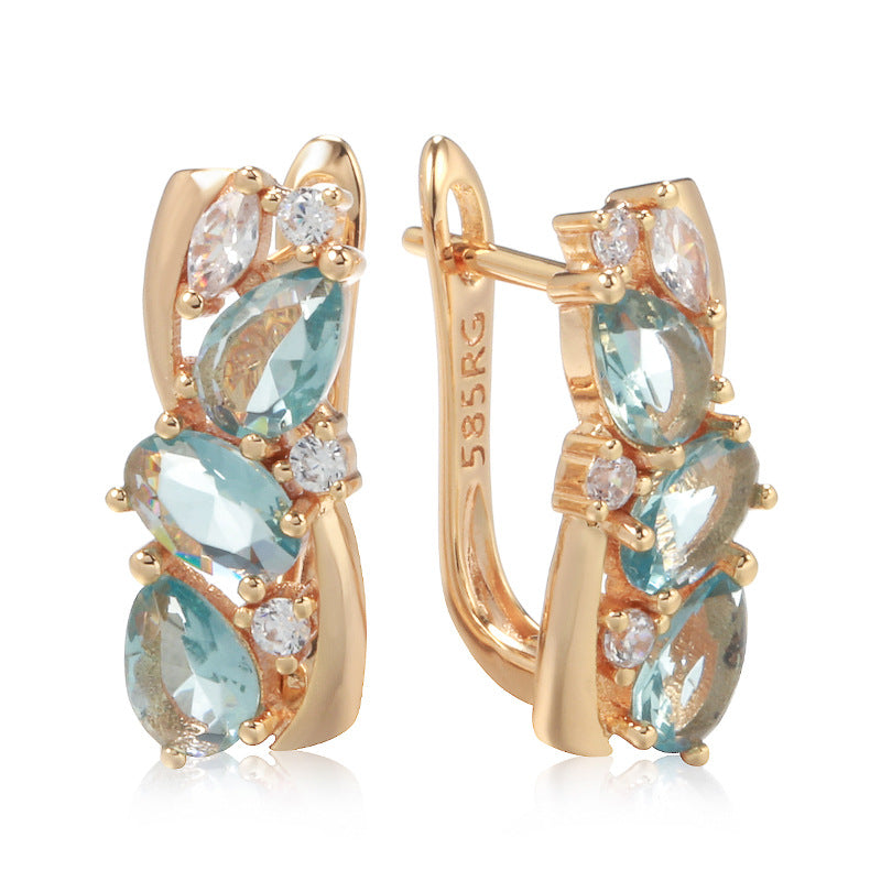Versatile Earrings with Light Blue Zircon for Daily Wear