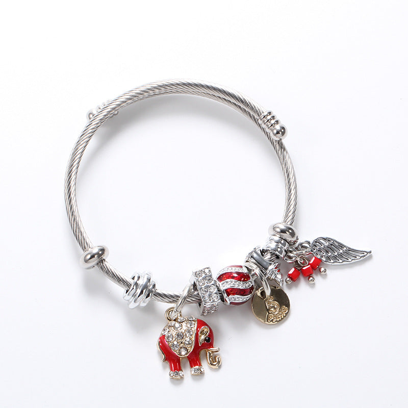 Adjustable Titanium Steel Elephant Leaf Bracelet
