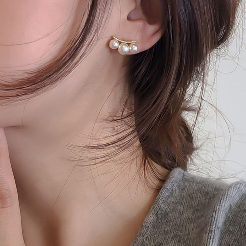 925 Silver Pearl Stud Earrings for Women - Minimalist Style