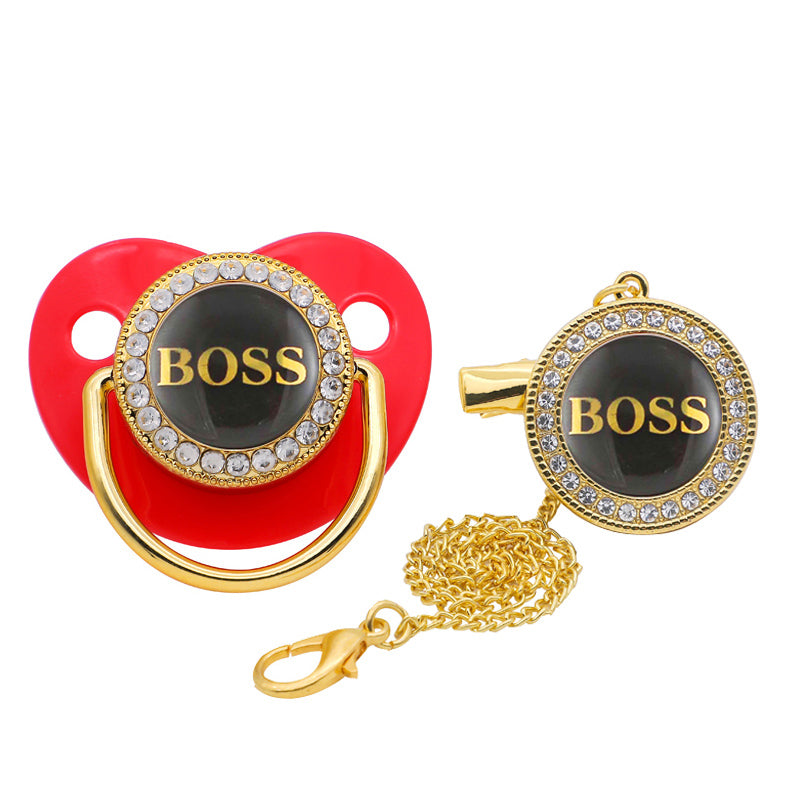 Luxury Alphabet Printed Silicone Baby Pacifier with Clip