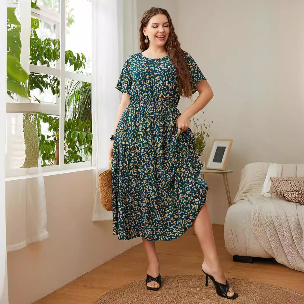 Plus Size Women's Floral Loose Dress - 2022 Trend