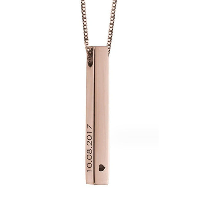 Stylish Cross Pendant Necklace with Engraved Letters