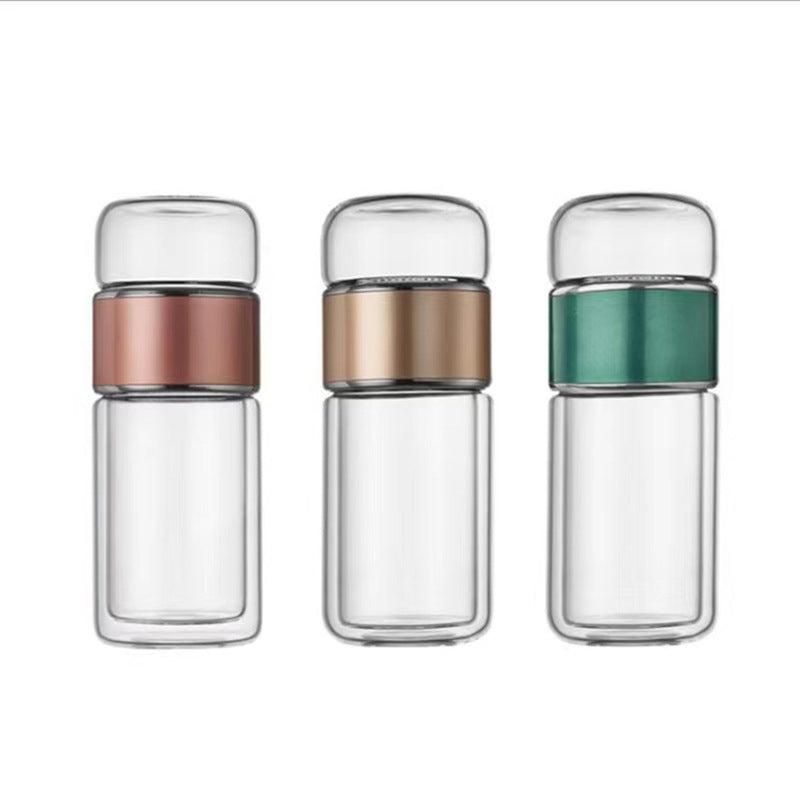 Double Layer Insulated Glass Tea Cup - Portable Gift
