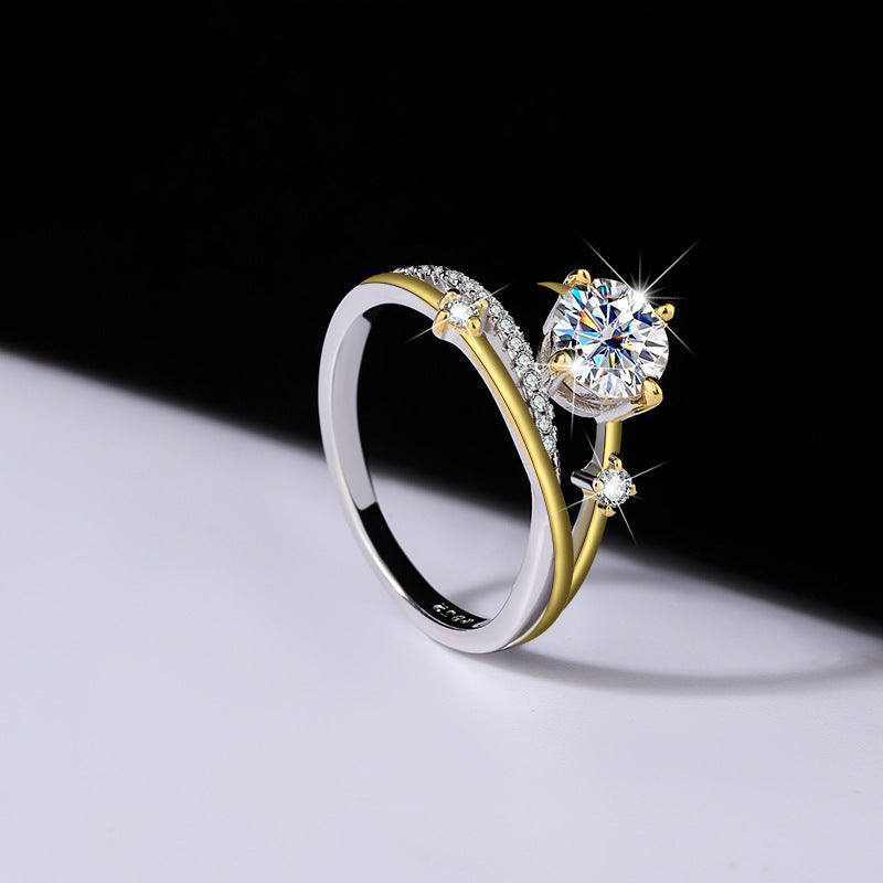 1 Carat Four-Prong Moissanite Silver Ring for Women