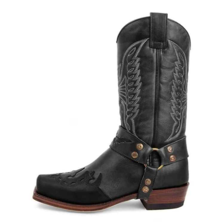 New European and American Round Toe Embroidered Boots