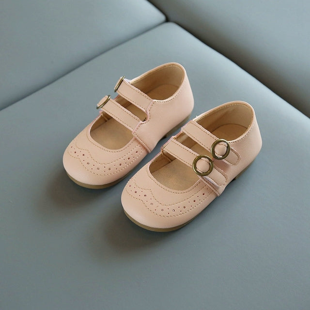 Kids Retro Hollow Leather Loafers - Non-Slip Casual Shoes