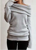 Trendy Off-Shoulder Sweatshirt with Layered Collar