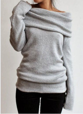 Trendy Off-Shoulder Sweatshirt with Layered Collar