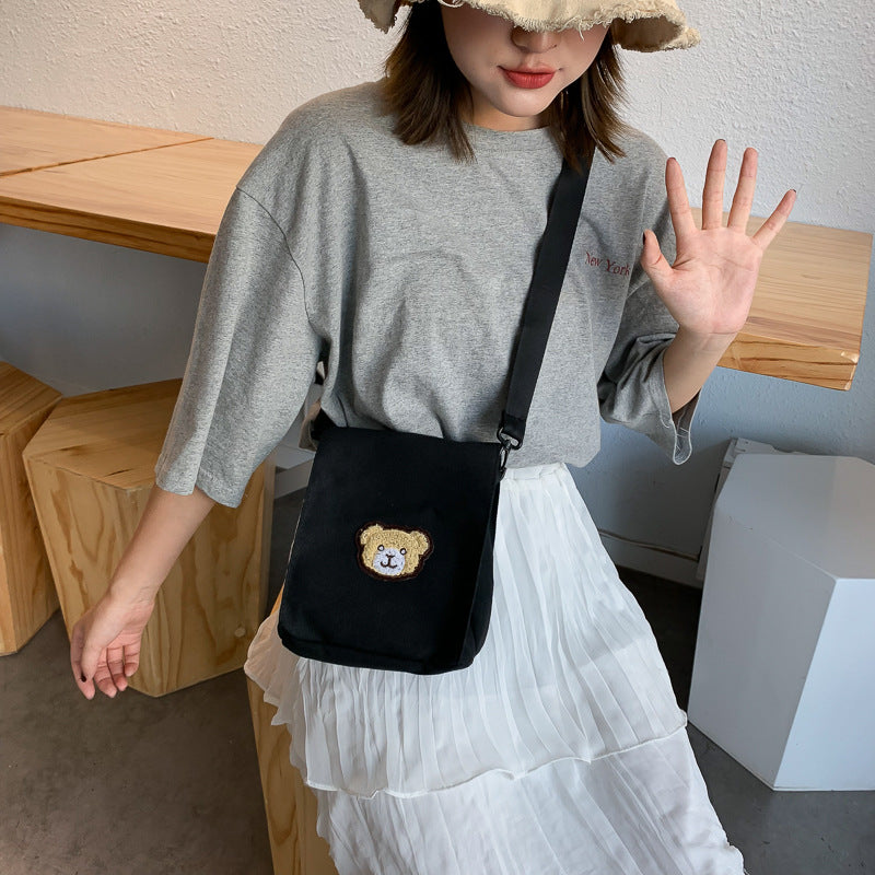 Japanese Style Crossbody Bag with Cute Bear Design