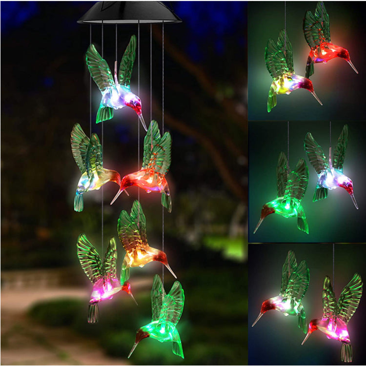 Outdoor Solar LED Wind Chime Light - Hummingbird Design