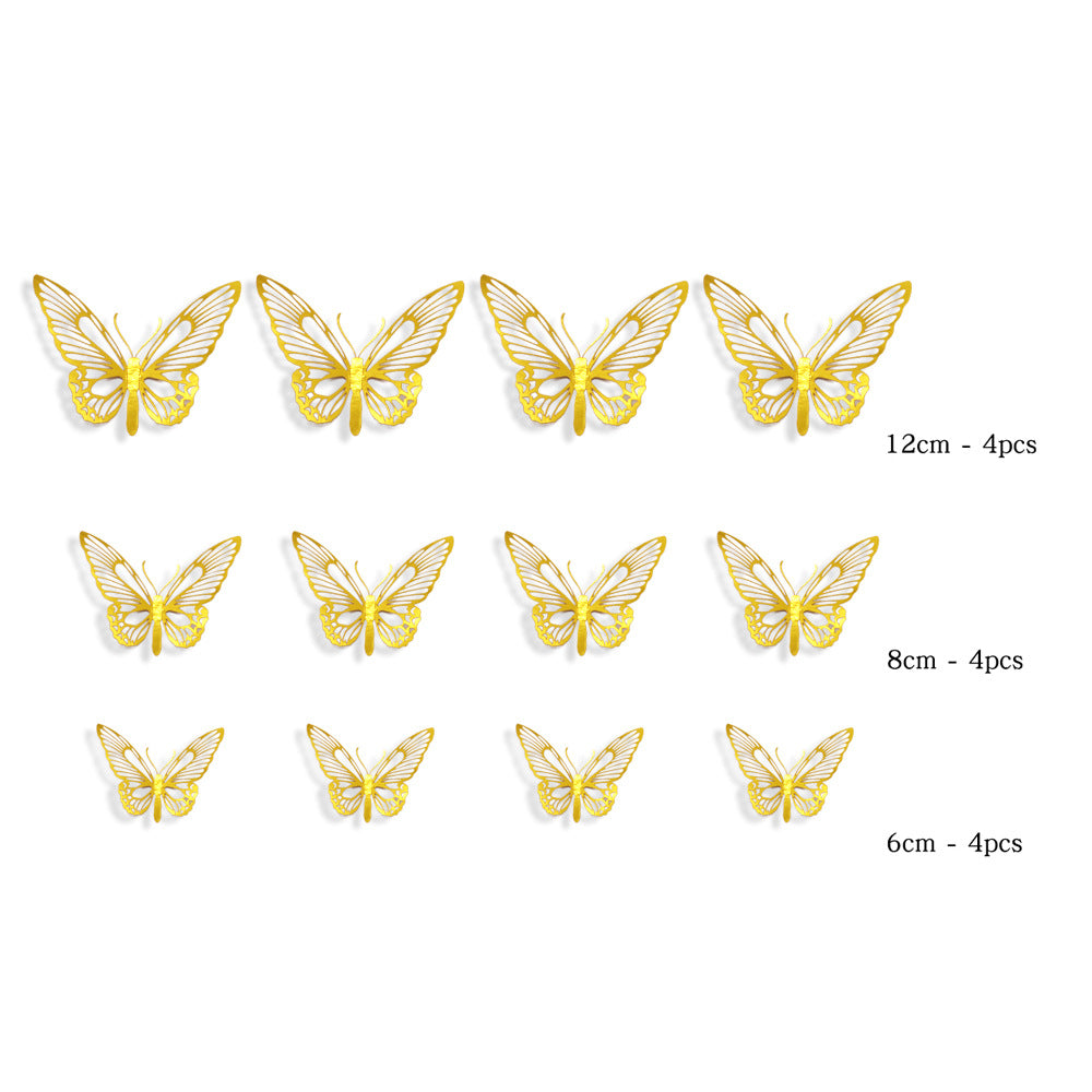 12pcs 3D Hollow Butterfly Wall Stickers for Decor