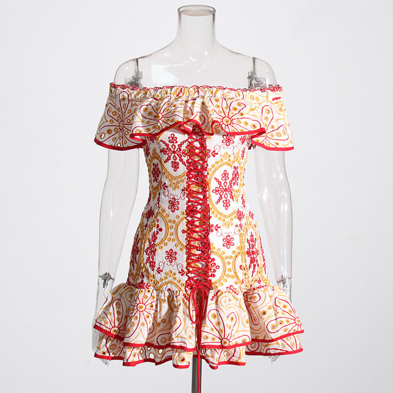 Spring 2024 Sexy Off-Shoulder Ruffle Dress