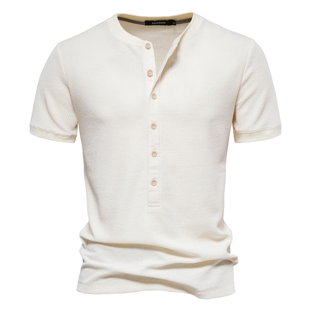 Men's Casual Short Sleeve Knit T-Shirt in Solid Color