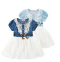 Girls' Denim Short Sleeve Mesh Dress
