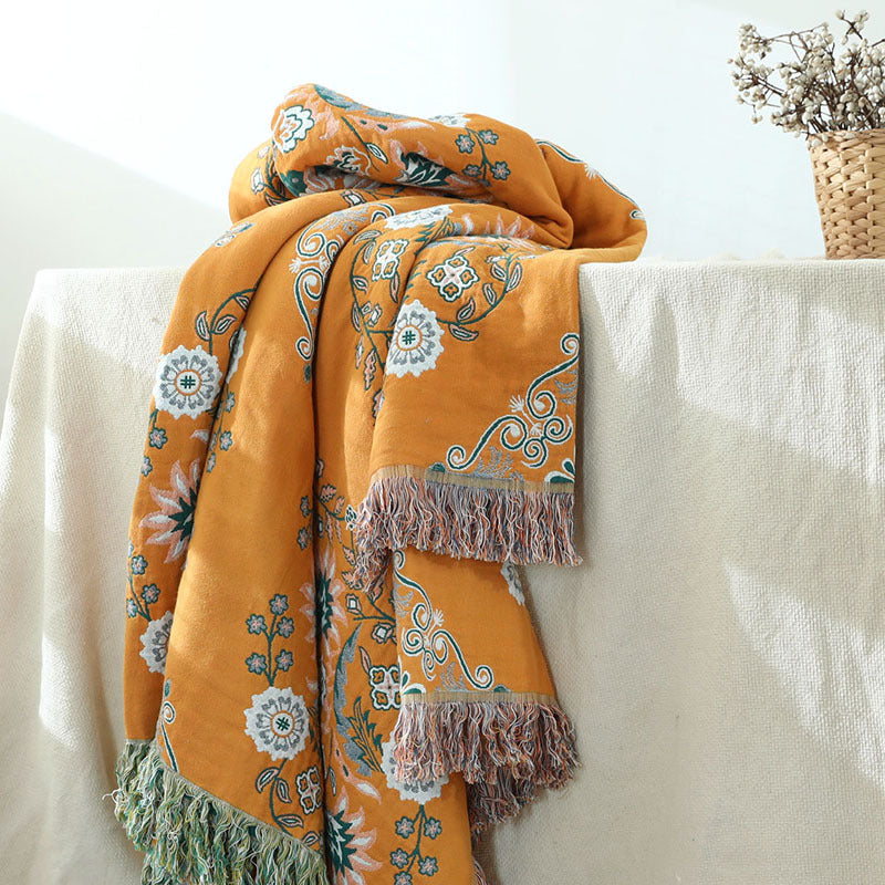 European Cotton Tassel Sofa Cover - Double-Sided Blanket