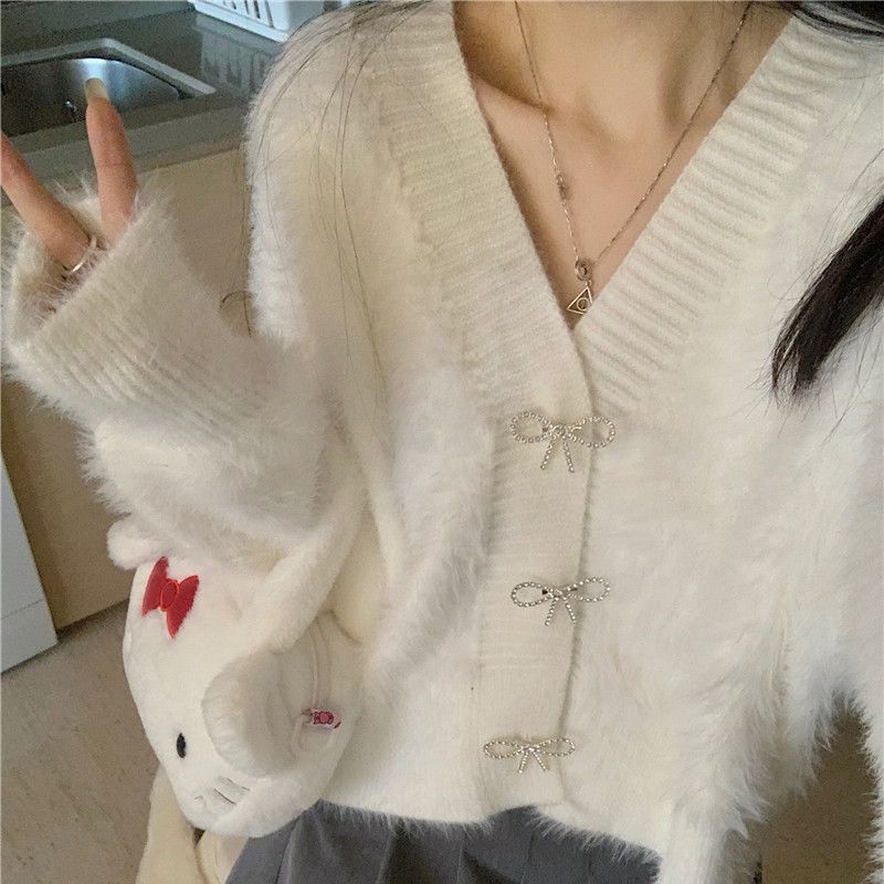 2023 Autumn Color Block V-Neck Knit Cardigan
