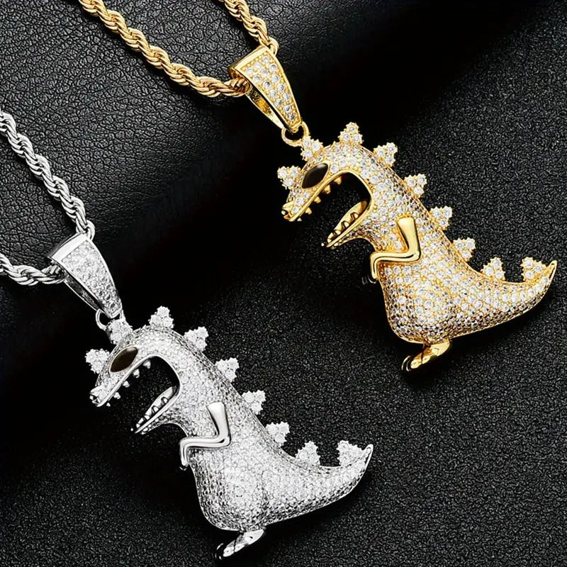 Trendy Dinosaur Pendant Necklace for Hip Hop Boys