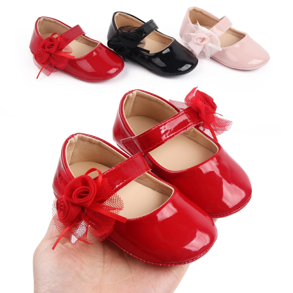 Infant Girls' PU Shoes with Cute Flower Design