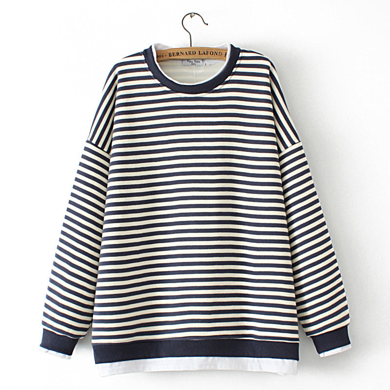 Plus Size Velvet Striped Two-Piece Sweater for Women