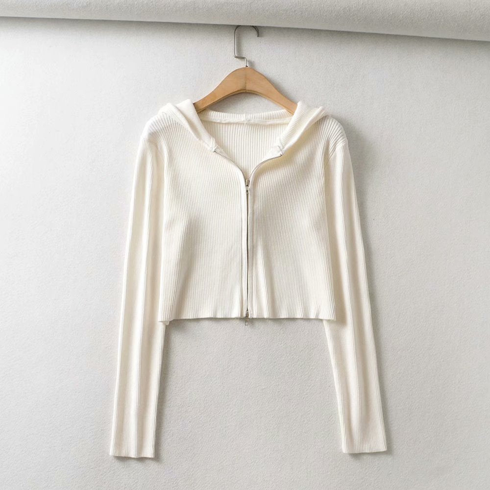 Autumn Solid Color Hooded Knitwear Sweater Coat