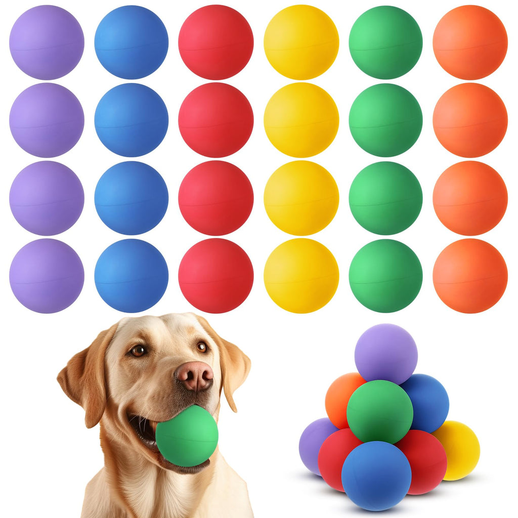 Shappy 24 Pieces Rubber Dog Balls Tennis Balls for Dog Colorful Catching Pet Dog Balls for Fetch Training 2.4 Inch Interactive Bounce and Floatable Dog Toy Balls for Park Beach