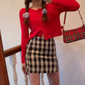 New Style High Waist Casual Slim Plaid Skirt for Women
