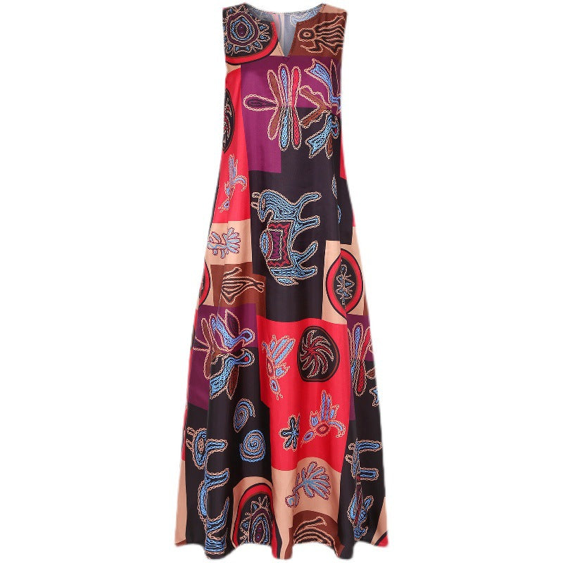 2020 Summer Vintage Floral Sleeveless Dress in Stock
